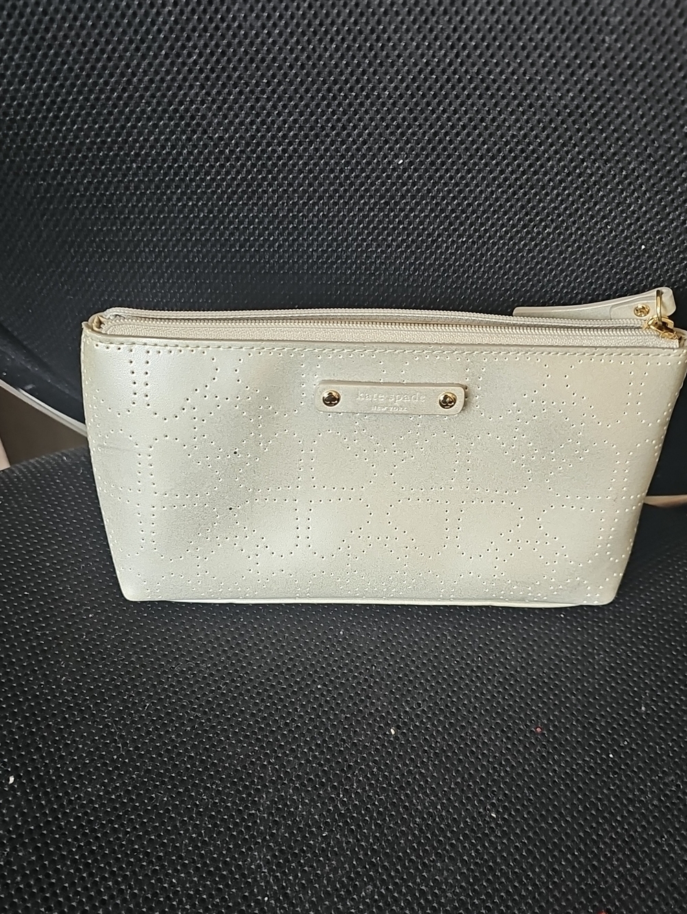kate spade Cream Perforated Wristlet Pouch
